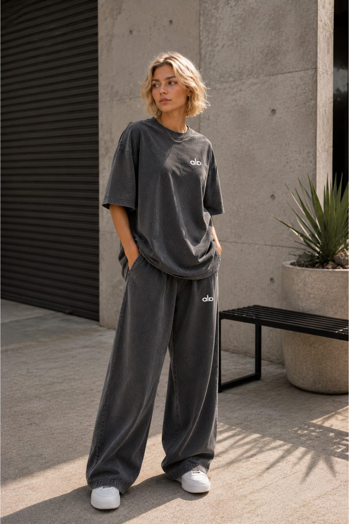 Kadın Yıkamalı Oversize Takım 0 Pamuk 2 Parça Tişört Pantolon Takımı Rahat Kalıp Günlük Kullanım Bordo Lacivert Siyah S M L XL 2XL 3XL 4XL 5XL 6XL 7XL 8XL 9XL