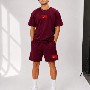 Erkek Oversize Türk Bayrağı Baskılı Şort Takımı 0 Pamuk Rahat Kalıp Günlük Kullanım Yazlık 2'li Takım Streetwear S M L XL 2XL 3XL 4XL 5XL 6XL 7XL 8XL 9XL