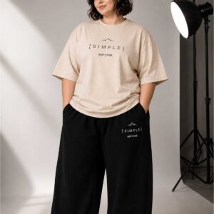 Unisex Büyük Beden Oversize SIMPLE Baskılı 2'li Eşofman Takımı Rahat Pamuklu Kalıp Günlük Streetwear XL 2XL 3XL 4XL 5XL 6XL 7XL 8XL 9XL