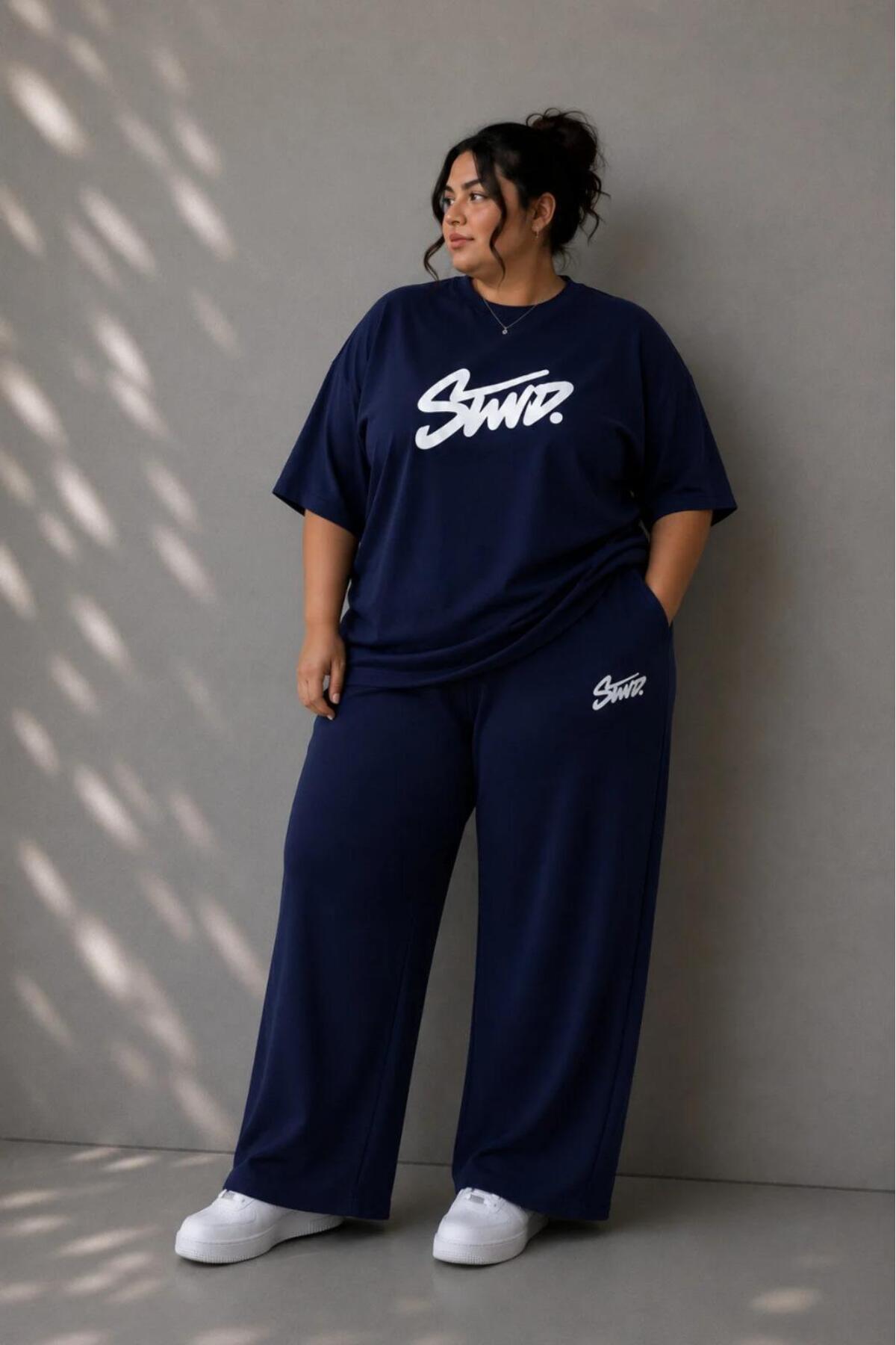 Kadın Büyük Beden Oversize Baskılı 2'li Eşofman Takımı Rahat Pamuklu Kalıp Günlük Streetwear Bordo XL 2XL 3XL 4XL 5XL 6XL 7XL 8XL 9XL