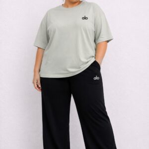 Kadın Büyük Beden Oversize Eşofman Takımı Basic Kısa Kollu Tişört ve Bol Paça Pantolon Rahat Günlük Takım