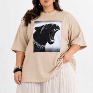 Kadın Büyük Beden Oversize Panter Baskılı Tişört Bisiklet Yaka Kısa Kollu Basic Günlük Tişört L XL 2XL 3XL 4XL 5XL 6XL 7XL 8XL 9XL