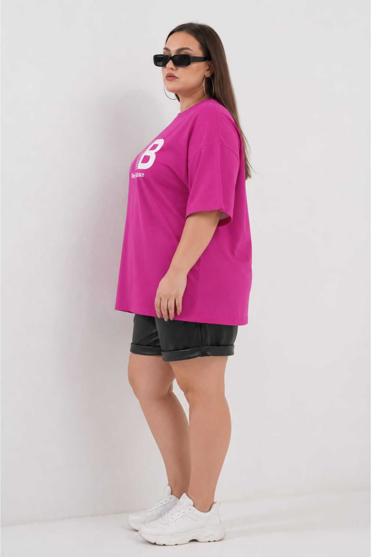 Büyük Beden Kadın Oversize Baskılı Basic Tişört Bisiklet Yaka Kısa Kollu Rahat Günlük Salaş Tişört L XL 2XL 3XL 4XL 5XL 6XL 7XL 8XL 9XL - الصورة 2