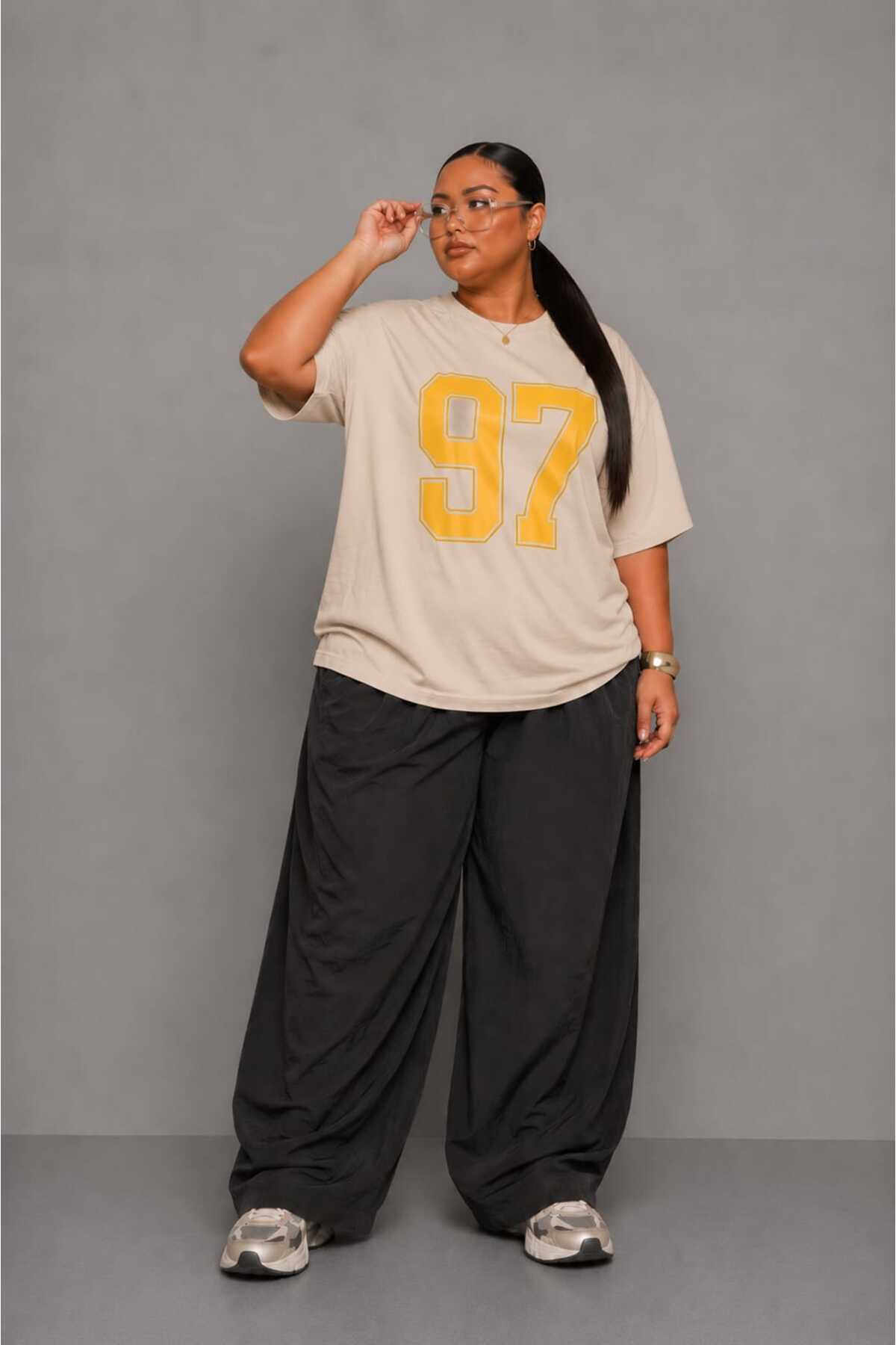 Büyük Beden Kadın Oversize 97 Baskılı Basic Tişört Bisiklet Yaka Kısa Kollu Rahat Günlük Salaş Tişört L XL 2XL 3XL 4XL 5XL 6XL 7XL 8XL 9XL