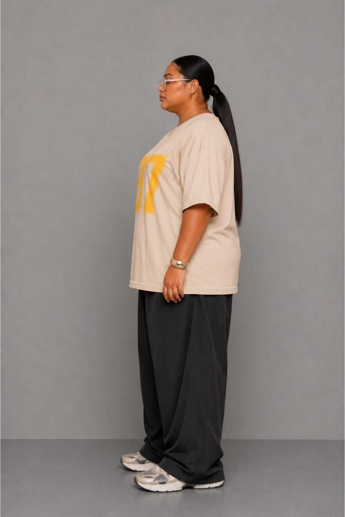 Büyük Beden Kadın Oversize 97 Baskılı Basic Tişört Bisiklet Yaka Kısa Kollu Rahat Günlük Salaş Tişört L XL 2XL 3XL 4XL 5XL 6XL 7XL 8XL 9XL - الصورة 2