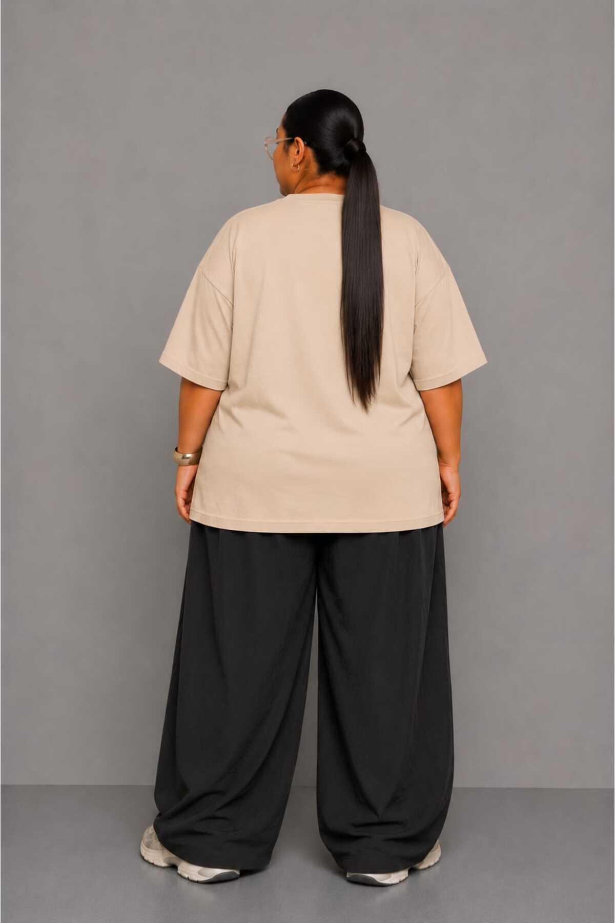 Büyük Beden Kadın Oversize 97 Baskılı Basic Tişört Bisiklet Yaka Kısa Kollu Rahat Günlük Salaş Tişört L XL 2XL 3XL 4XL 5XL 6XL 7XL 8XL 9XL - الصورة 3