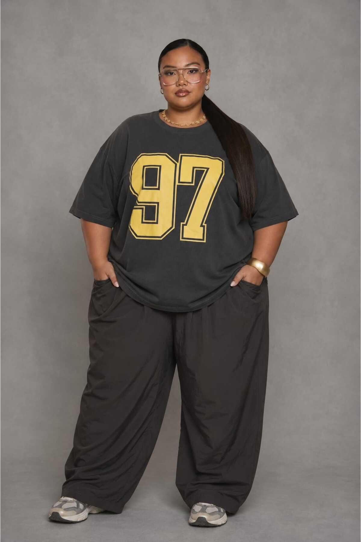 Büyük Beden Kadın Oversize 97 Baskılı Basic Tişört Bisiklet Yaka Kısa Kollu Rahat Günlük Salaş Tişört L XL 2XL 3XL 4XL 5XL 6XL 7XL 8XL 9XL