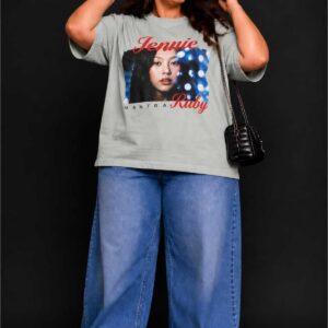 Büyük Beden Kadın Oversize Jennie Baskılı Basic Tişört Bisiklet Yaka Kısa Kollu Rahat Günlük Tişört L XL 2XL 3XL 4XL 5XL 6XL 7XL 8XL 9XL