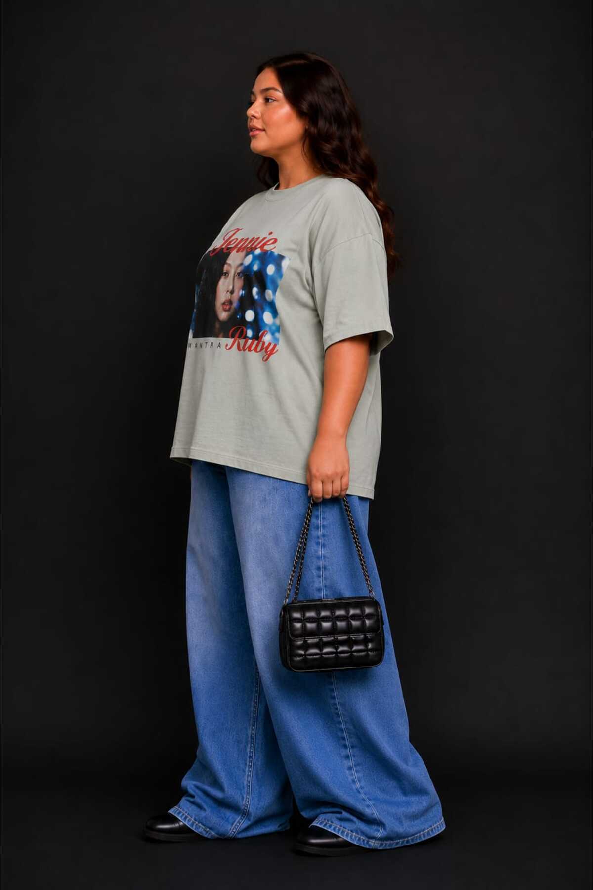 Büyük Beden Kadın Oversize Jennie Baskılı Basic Tişört Bisiklet Yaka Kısa Kollu Rahat Günlük Tişört L XL 2XL 3XL 4XL 5XL 6XL 7XL 8XL 9XL - الصورة 2