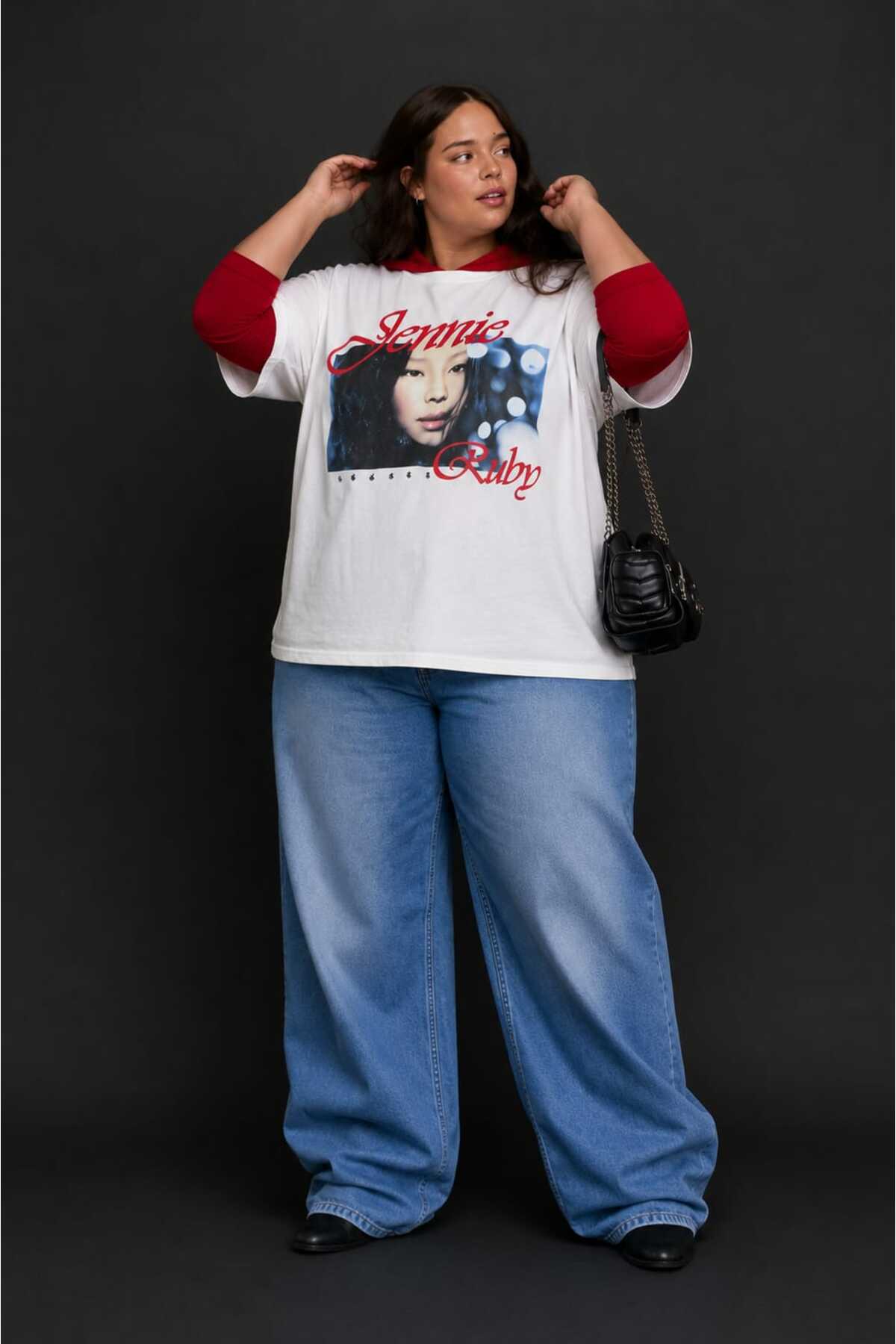 Büyük Beden Kadın Oversize Jennie Baskılı Basic Tişört Bisiklet Yaka Kısa Kollu Rahat Günlük Tişört L XL 2XL 3XL 4XL 5XL 6XL 7XL 8XL 9XL