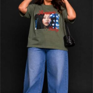 Büyük Beden Kadın Oversize Jennie Baskılı Basic Tişört Bisiklet Yaka Kısa Kollu Rahat Günlük Tişört L XL 2XL 3XL 4XL 5XL 6XL 7XL 8XL 9XL