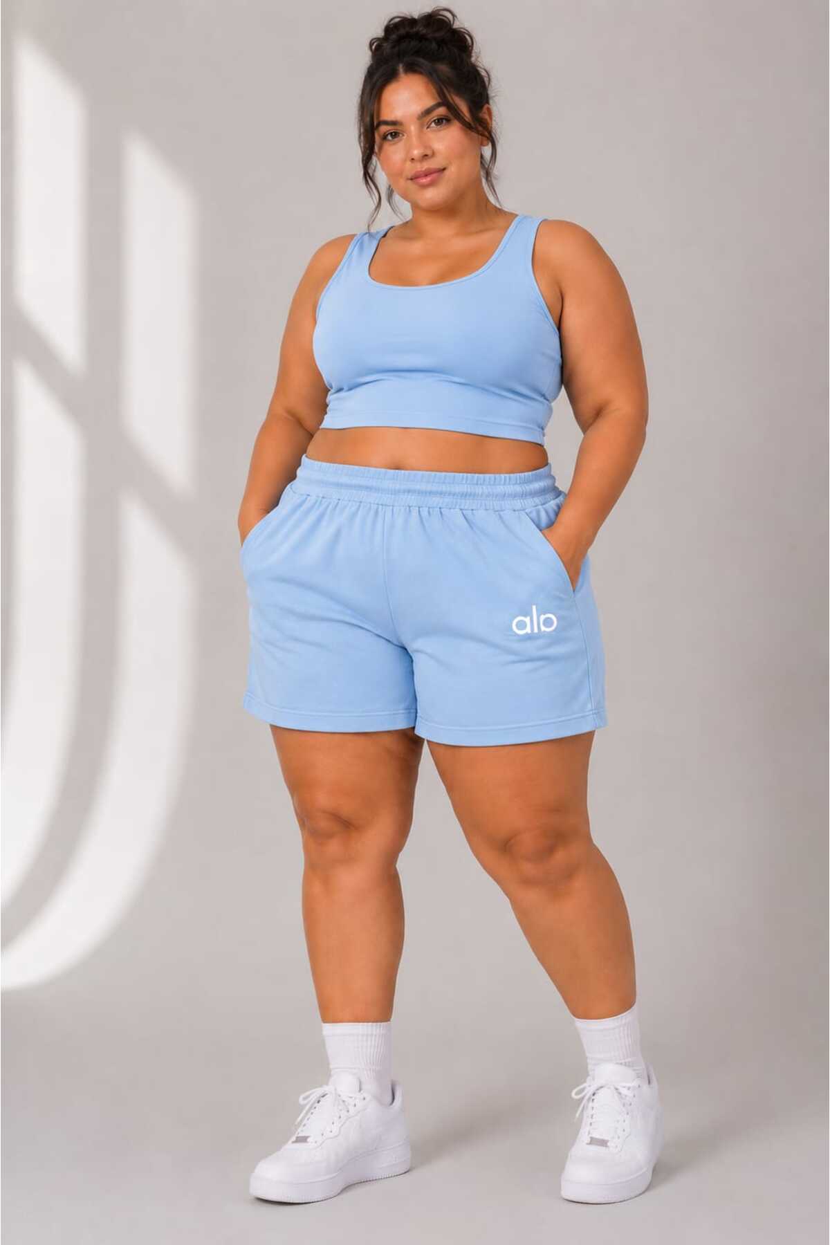Kadın Büyük Beden Basic Şort Yüksek Bel Cepli Günlük Spor Şort Rahat Kesim L XL 2XL 3XL 4XL 5XL 6XL 7XL 8XL 9XL