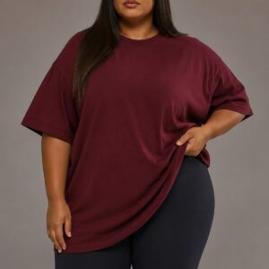 Büyük Beden Kadın Basic Oversize Tişört Bisiklet Yaka Kısa Kollu Rahat Salaş Günlük Tişört Saks Mavi bordo mavi