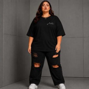 Büyük Beden Kadın Oversize Dağ Baskılı Basic Tişört Bisiklet Yaka Kısa Kollu Rahat Günlük Tişört Siyah - Açık Mavi L XL 2XL 3XL 4XL 5XL 6XL 7XL 8XL 9XL